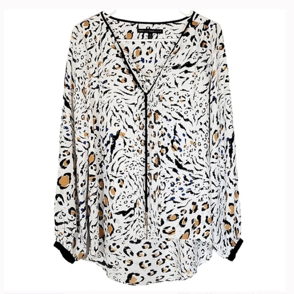 White House Black Market Leopard Print Blouse, Size XL - Picture 2 of 6